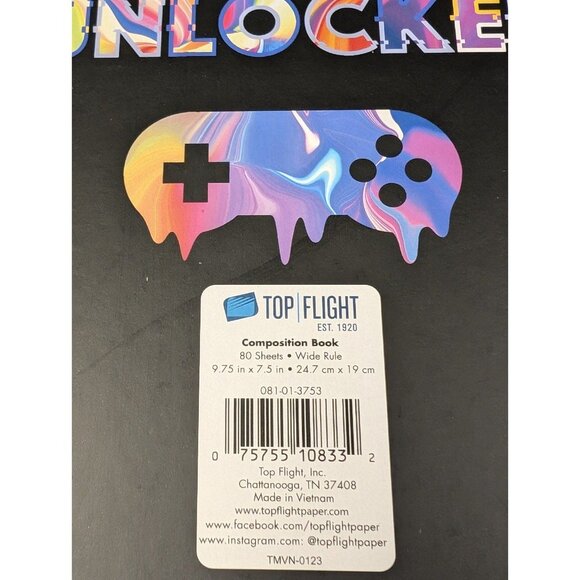 Top Flight 80 Sheets Gamer Drip Wide Ruled Composition Notebook (Pack of 3) - Picture 3 of 5